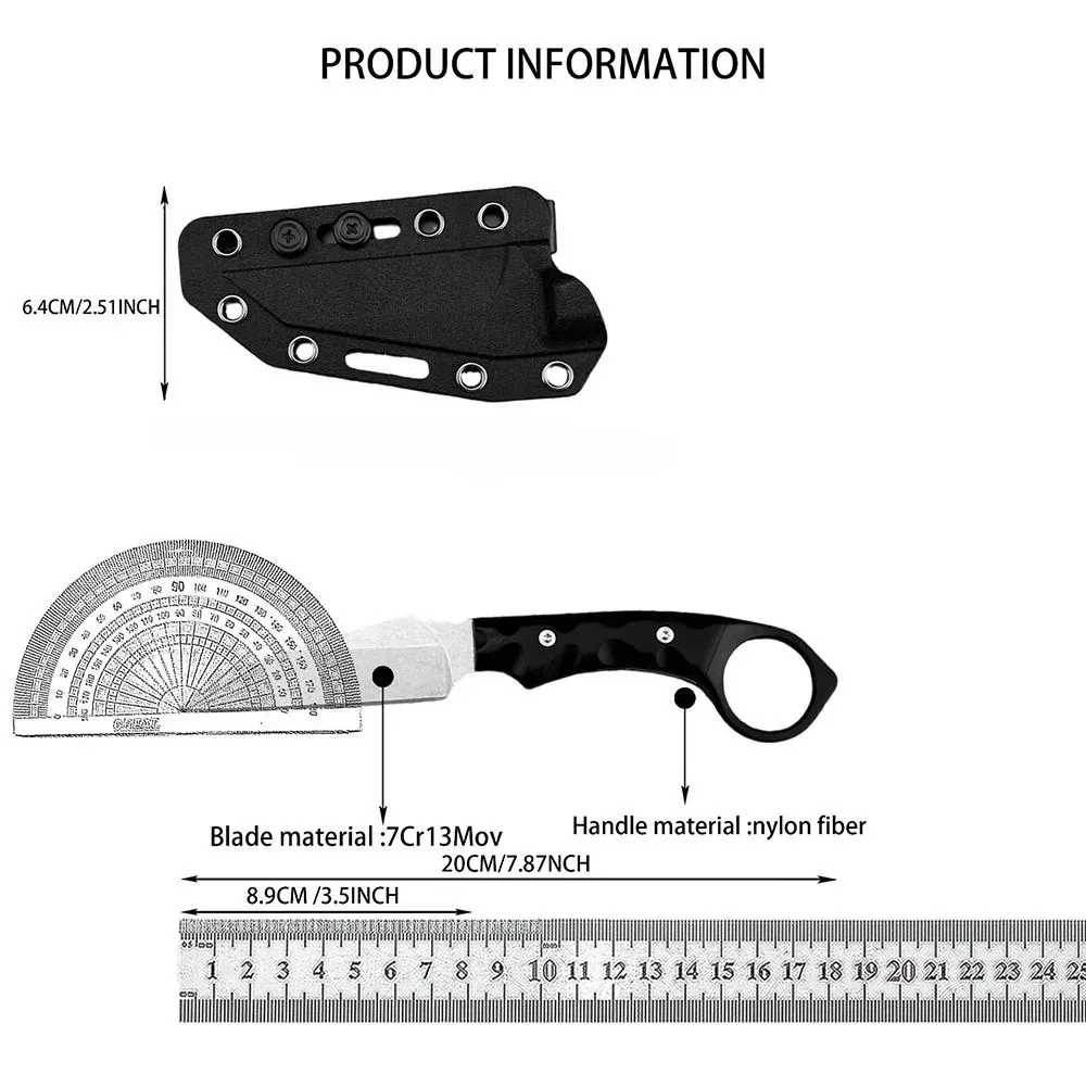 Multifunctional Fixed Blade Knife EDC Gear BBQ Outdoor Adventure Camping Climbing Bamboo Segmenting Stake Shaving Fruit Knife