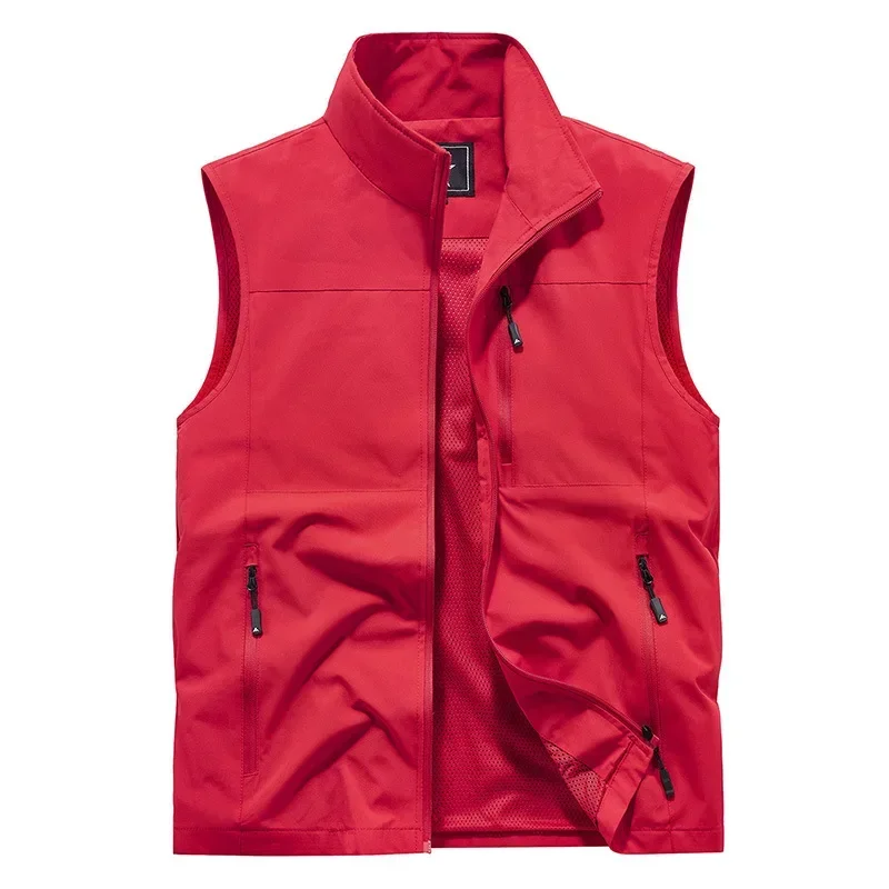 Men's Casual Style Solid Colored Vest Breathable Soft Mesh Lining for Men's Clothing Extra Large Male Jacket 6XL Light Men Top