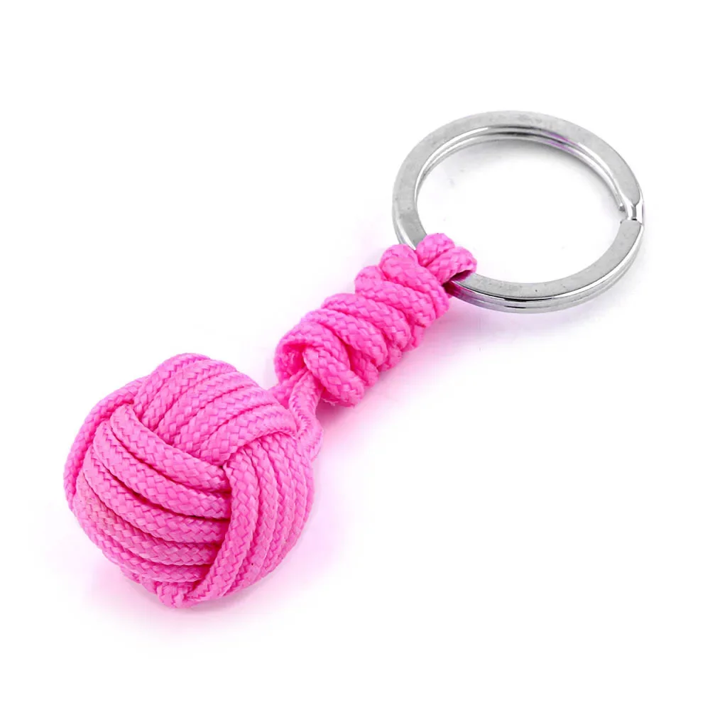 1pcs Polyester Braided Rope Ball Key Chain Self Defense Parachute Lanyard Survival Outdoor Camping Keyring Jewelry Gifts