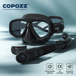 COPOZZ 2023 Set maschera per immersioni subacquee Occhiali antiappannamento con occhiali da snorkeling Tubo cinturino regolabile per donna Uomo Maschera da nuoto per adulti