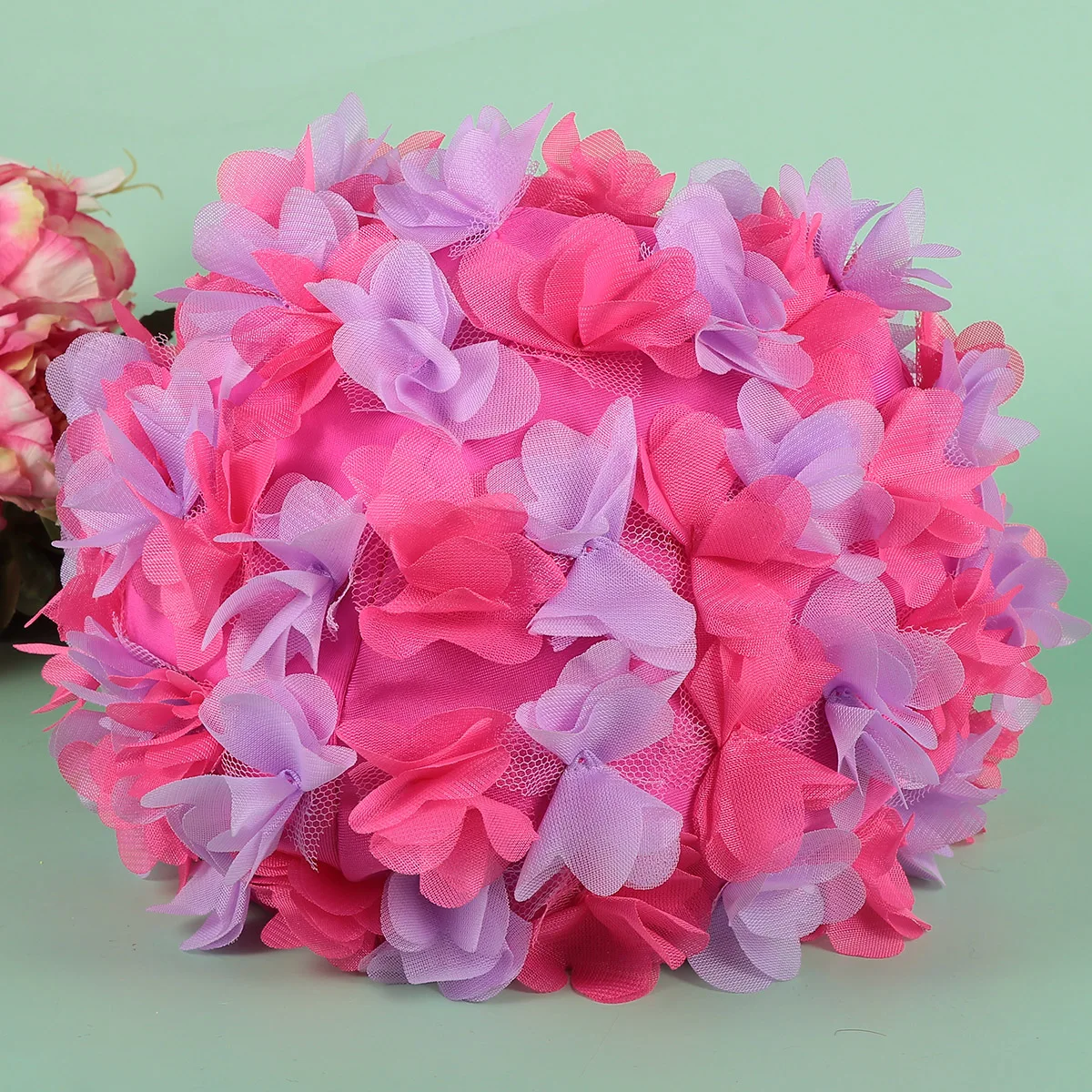 

1Pcs Fashion Flower Swim Cap Lightweight Comfortable Protect Hair Ear Swimming Accessory Women Yellow Purple