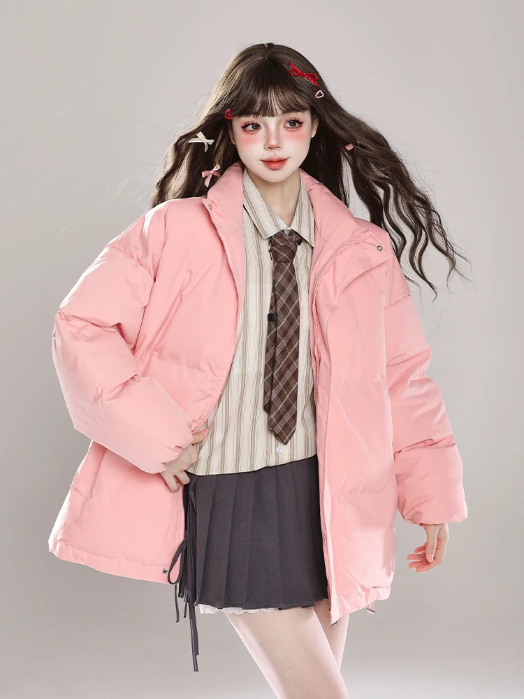 

Женская утепленная хлопковая куртка с воротником-стойкой, зимняя, повседневная, свободного кроя, многофункциональная, теплая, на молнии, длинная