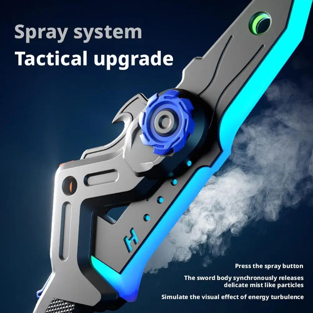 In Stock Interstellar Spark 2-in-1 Spray Battle Axe Colorful LED Light Sound Effect Transforming Kids Boys Toy Laser Sword Gift