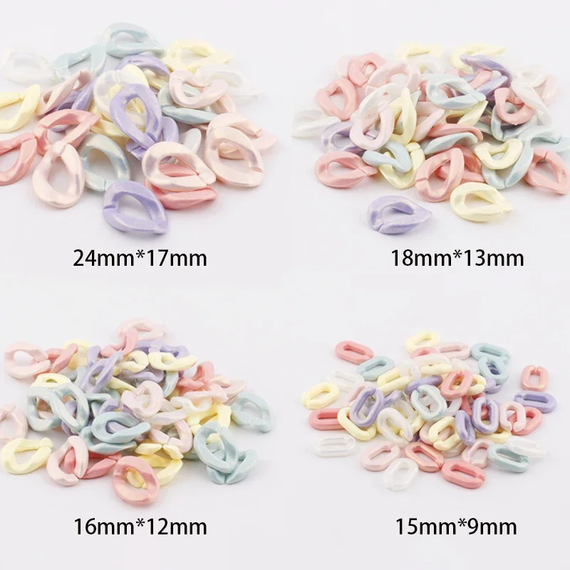 20Pcs Candy Color Acrylic Flat Twisted Chain Assembled Parts Beads for Bag Chain KeyChian Findings Diy Jewelry Making Supplies