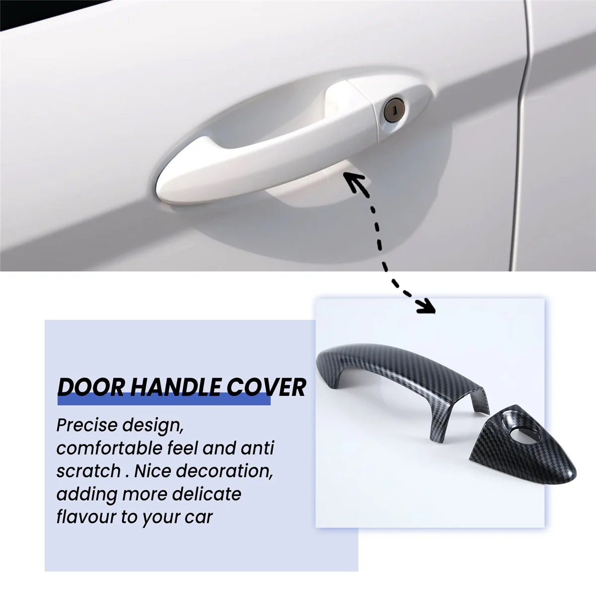 Stiker penutup pegangan pintu eksterior mobil, untuk Ford Fiesta 2009 2010 2011 2012 Aksesori, serat karbon