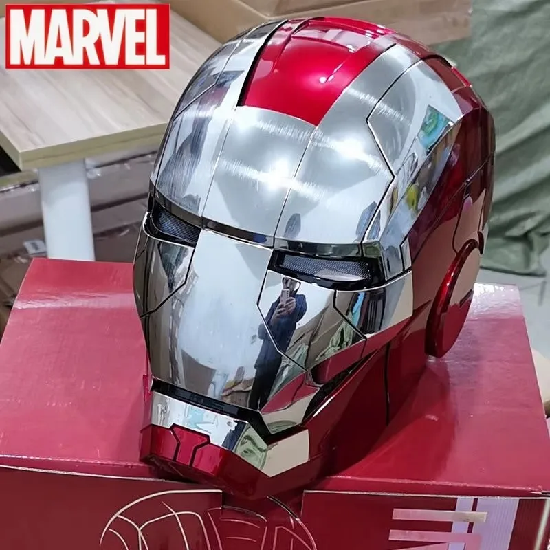 

New Hot Marvel Iron Man Autoking 1/1 Mk5 Helmet Remote And Voice Control Iron Man Automatic Helmet Mask With Led Light Boys Gift