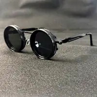 Men's Retro Spandex Style Rotating Sunglasses - Adjustable Brightness Steampunk Style Alloy Frame, Black And Gray Gradient Lenses, Travel And Fashion Accessories, Sunglasses, Party Sunglasses, Suitable For Bohemian Style Sunglasses