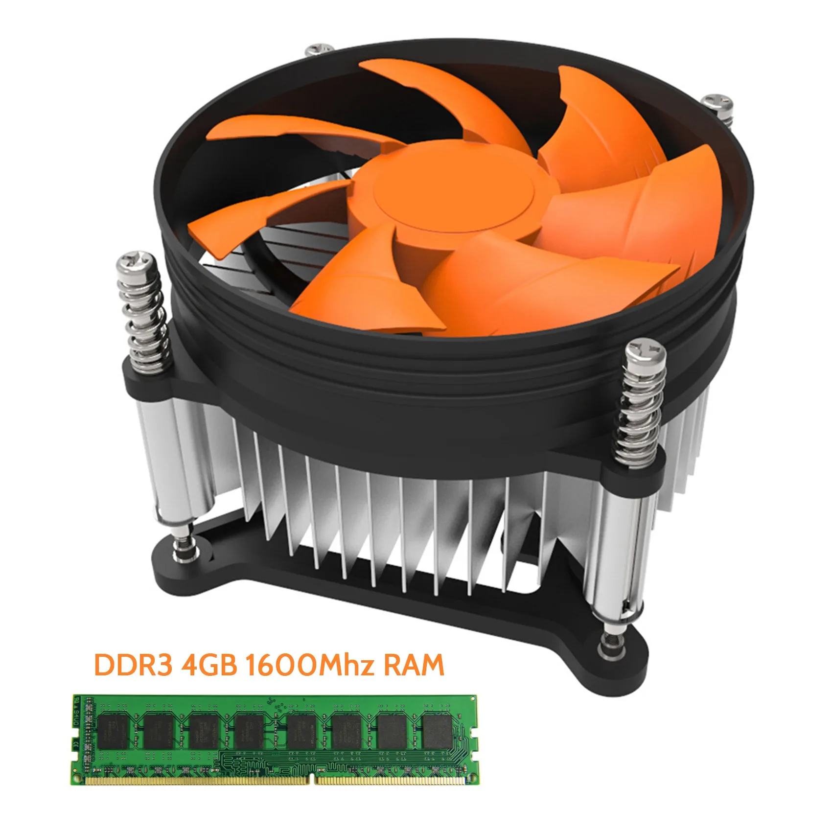 DDR3 4GB Ram Memory+115X Cooling Fan 1600MHz 240 Pins PC3-12800 Desktop RAM for Intel AMD Desktop RAM