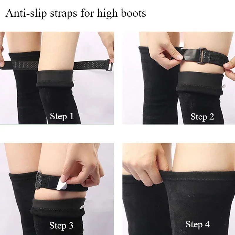 High boots anti-drop tube artifact Post-it notes 3.8cm knee boots long boots shoelace buckle long boots do not drop tube belt