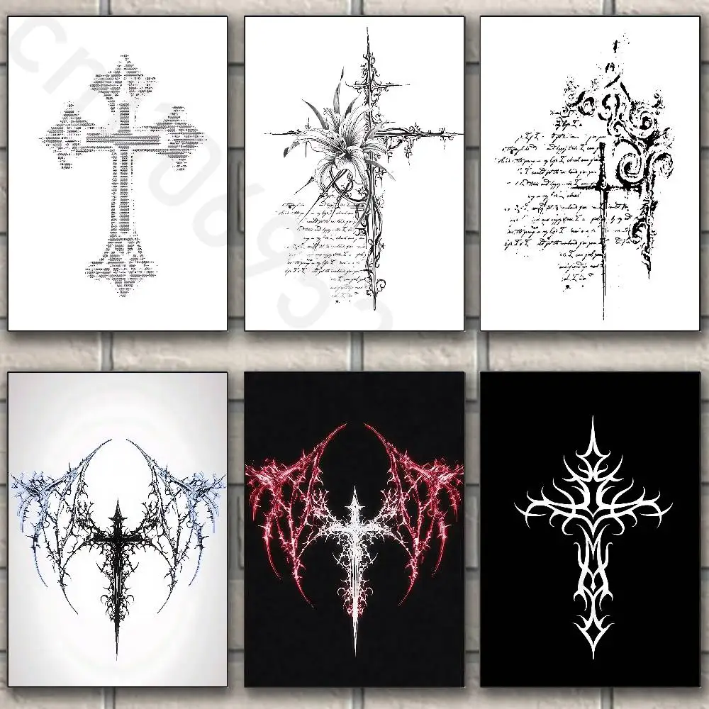 

Cyber Sigil Cross Goth new group Poster HD home decor sticky wall waterproof home living room bar aesthetic decor