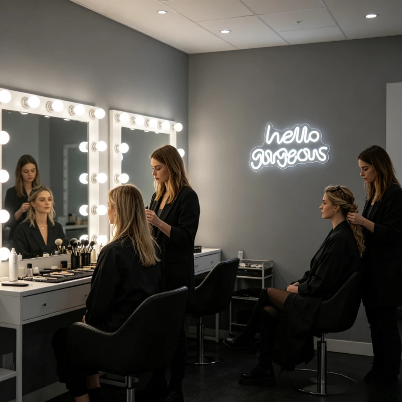 Hello Gorgeous Neon Sign LED Light for Makeup Dressing Room Beauty Salon USB Rechargeable Wall Art Sign Bedroom Decoration Gift