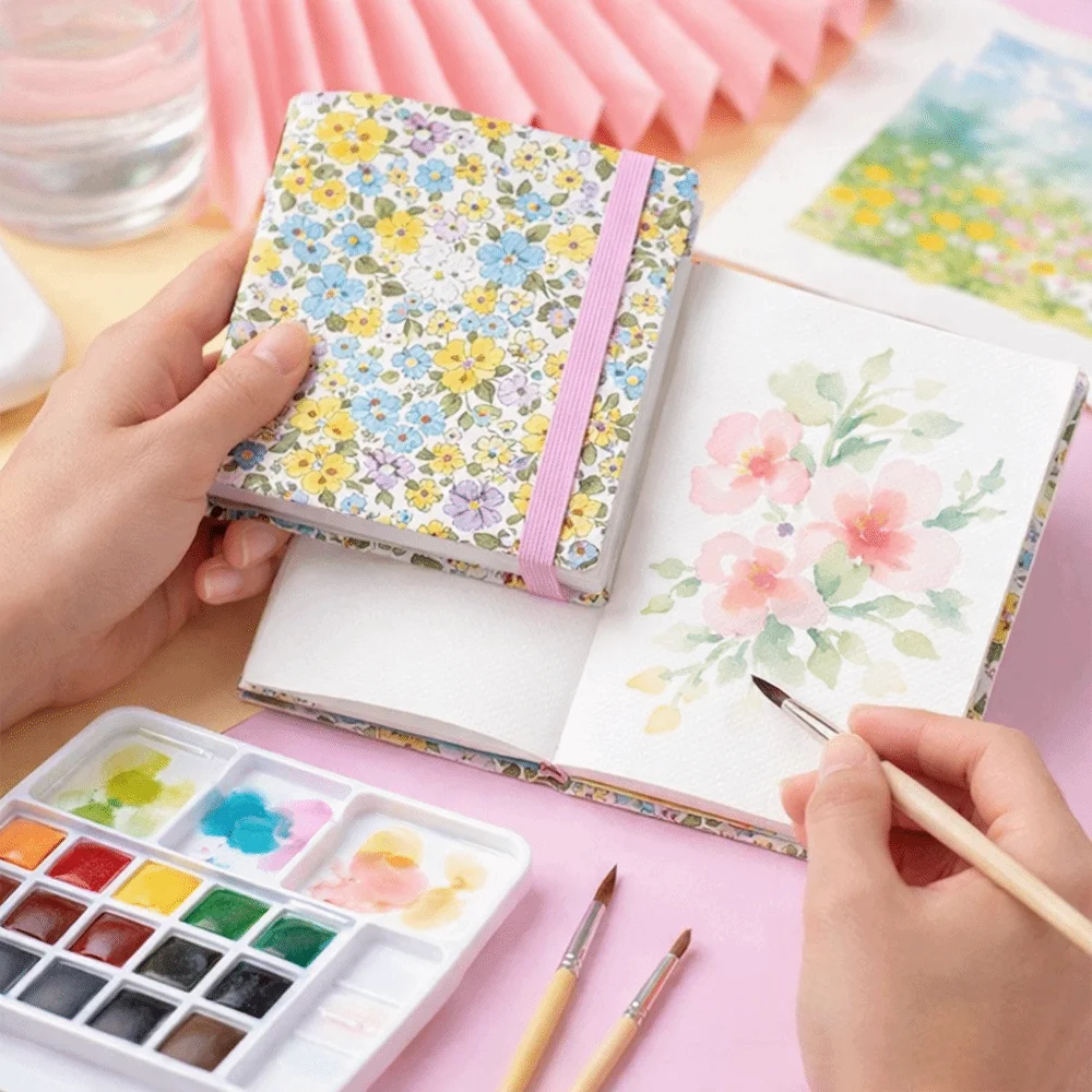 300gsm Wood Pulp Watercolor Sketchbook Fine Grain Texture Thickened Paper Painting Notebook 6cm Size Square Shape