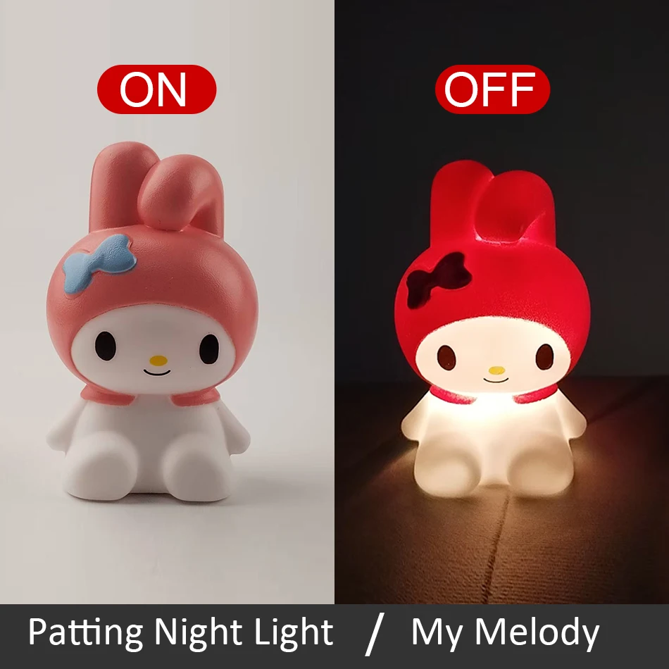 جديد Kawaii Sanrios ضوء الليل المينا سحابة الكرتون غرزة Kuromi Cinnamoroll Pochacco مصباح طاولة صغير تضيء الديكور