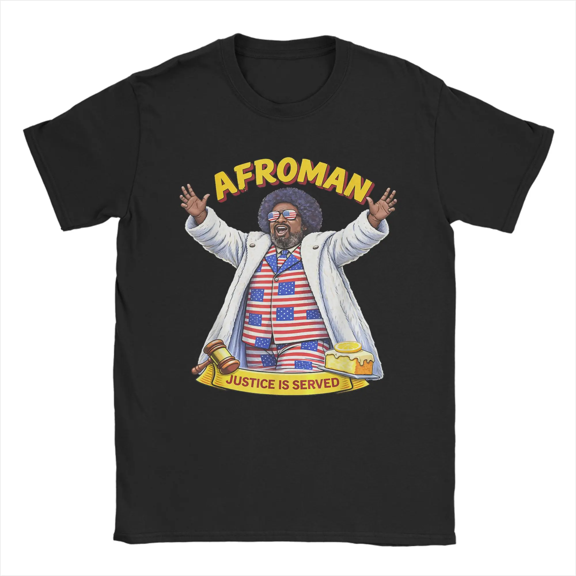 Oversized T-Shirt Funny Trendy Meme Afroman Justice is Served Lemon Pound Cake T-Shirts 100% Cotton Tshirt for Man Tops