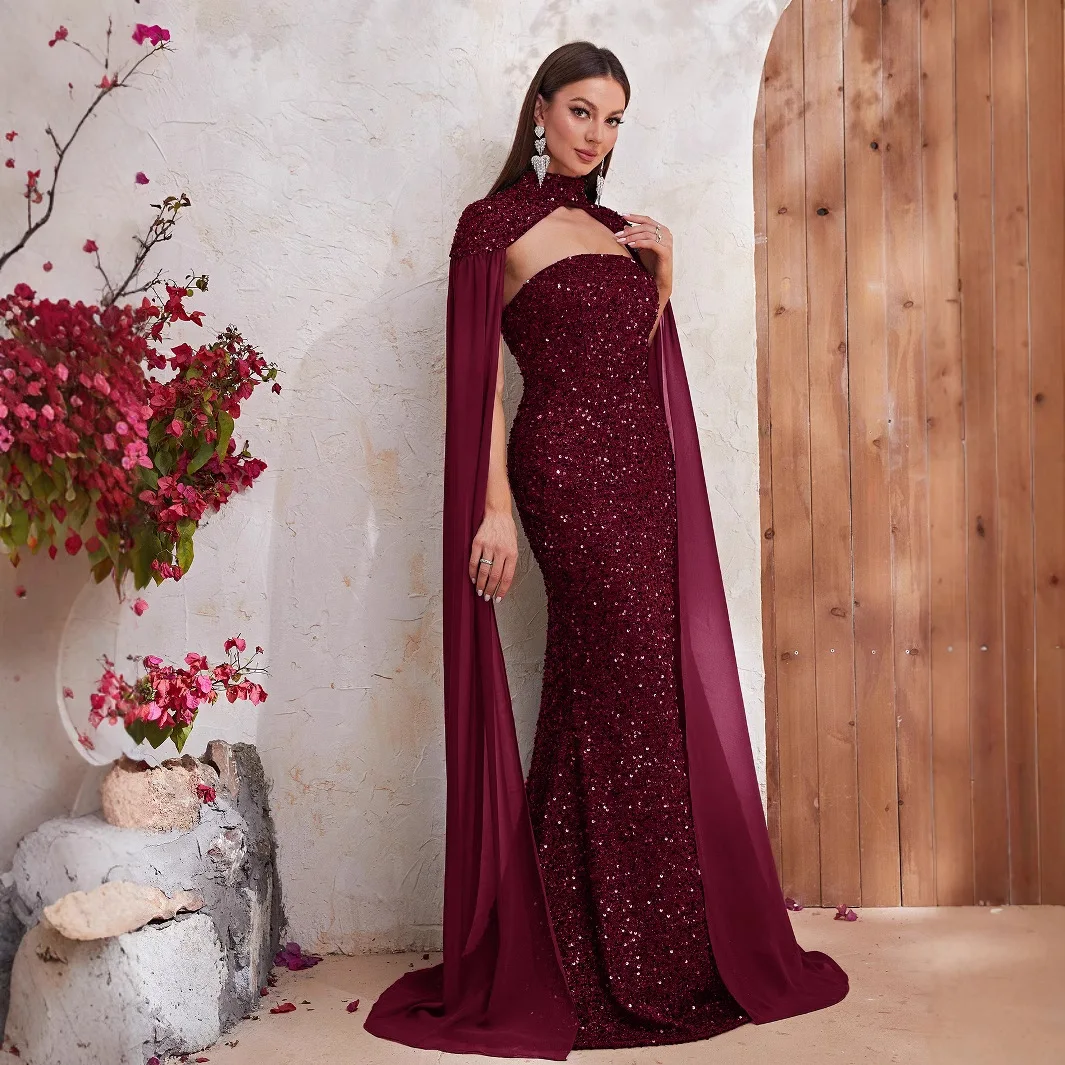 Vestido de noche de sirena moderno y sexy con lentejuelas, sin tirantes, sin mangas, formal, para invitados de boda, vestido de fiesta de cóctel, personalizado gratis 2025