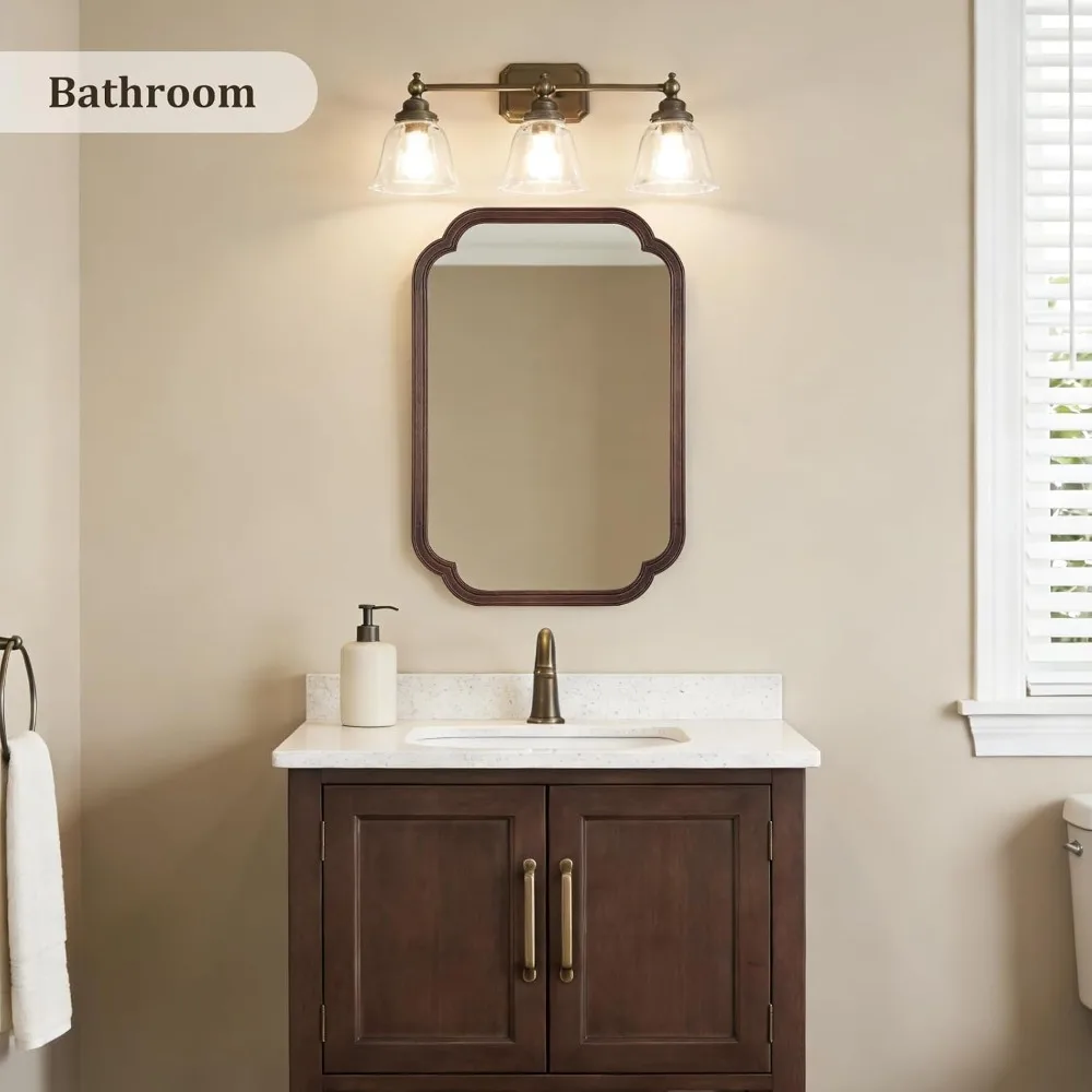 Wooden Framed Wall Mirror 22x30 Natural Wood for Bathroom Entryway Living Room Bedroom Decor Walnut
