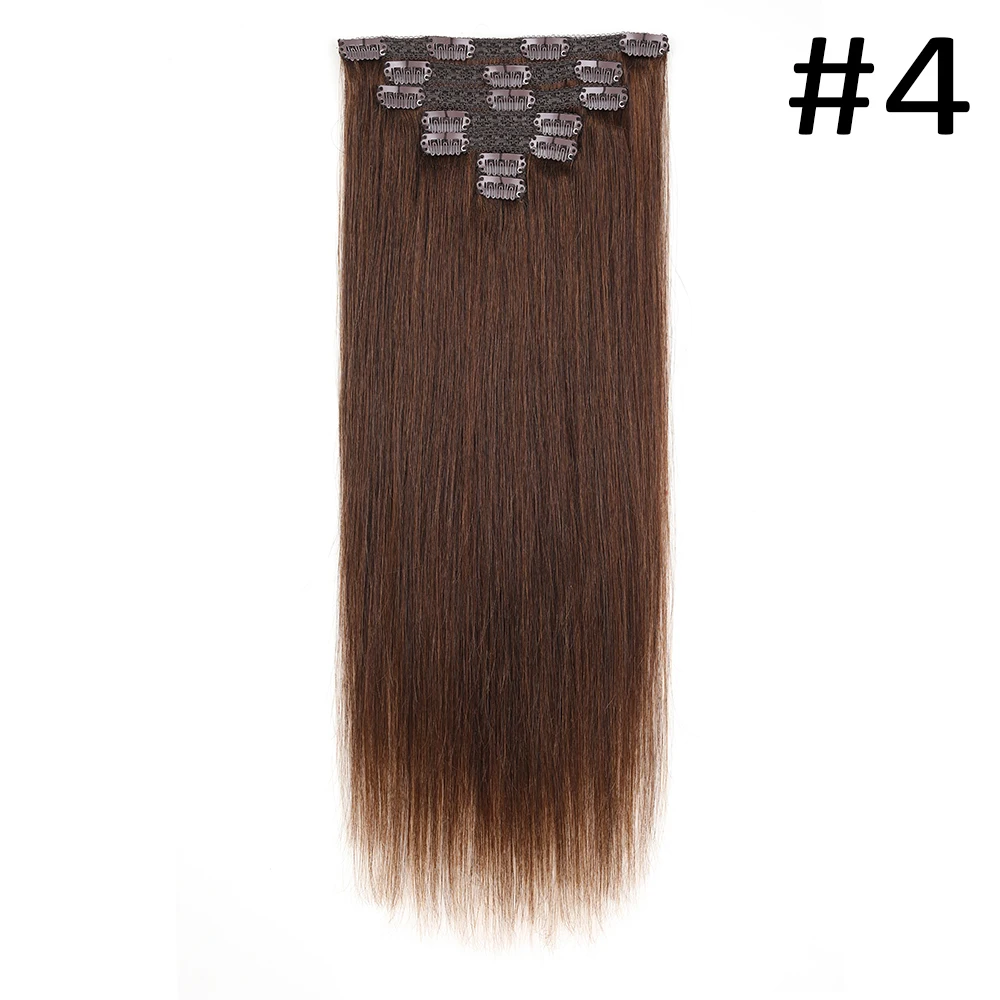 Clip In Hair Extension 100% Remy Hair Dark Black 7pcs Silky Straight Double Weft Clip-On HairPiece Clip in Human Hair Extensions