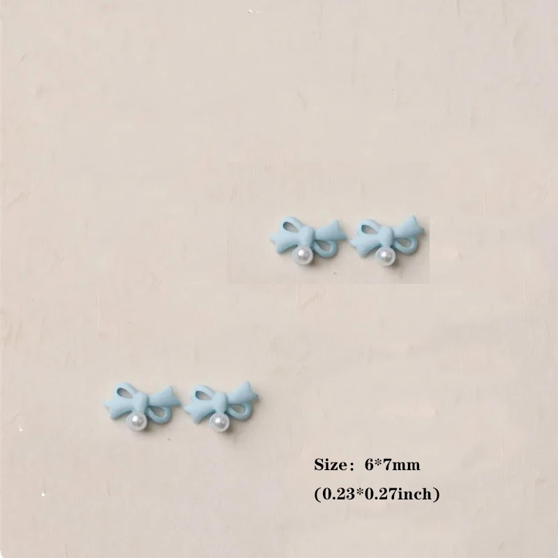 10개입 리본 네일 참 메탈 진주 리본 장식 DIY 부품 리본 골드 실버 네일 부품 라인스톤 쥬얼리 매니큐어