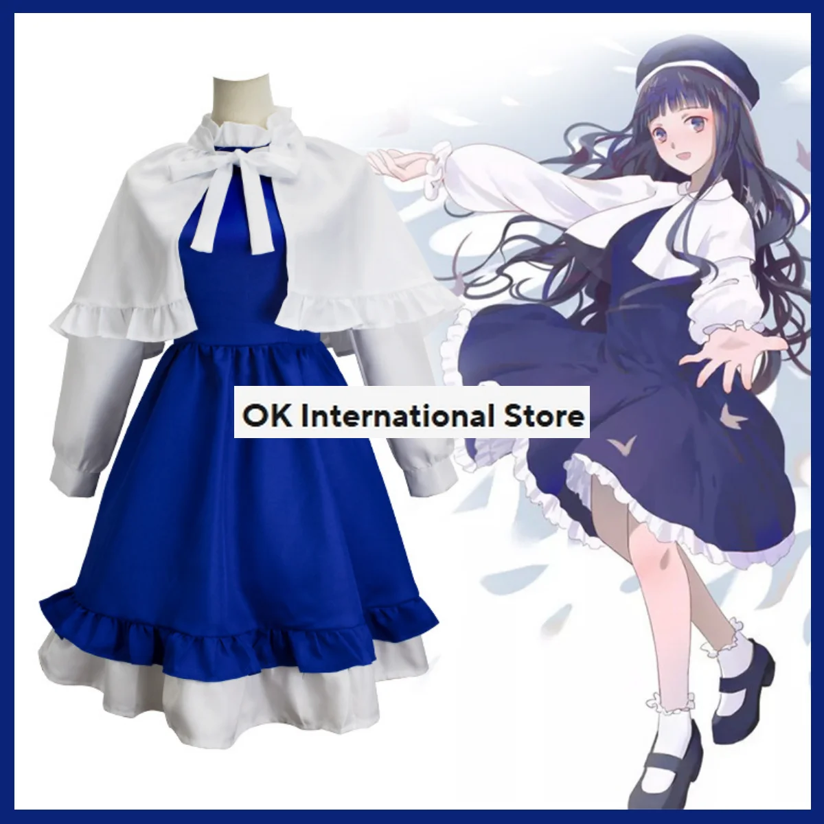 Anime Cardcaptor Sakura Card Captor Tomoyo Daidouji Cosplay Costume Wig Blue Dress Lovely Princess Skirt Woman Kawaii Party Suit