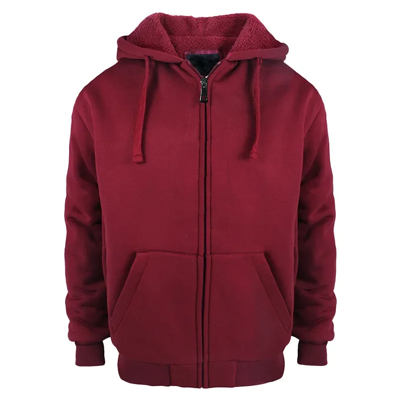 

Американский ретро осенне-зимний новый свитшот с капюшоном на молнии для мужчин, теплая и пушистая повседневная свободная куртка-толстовка