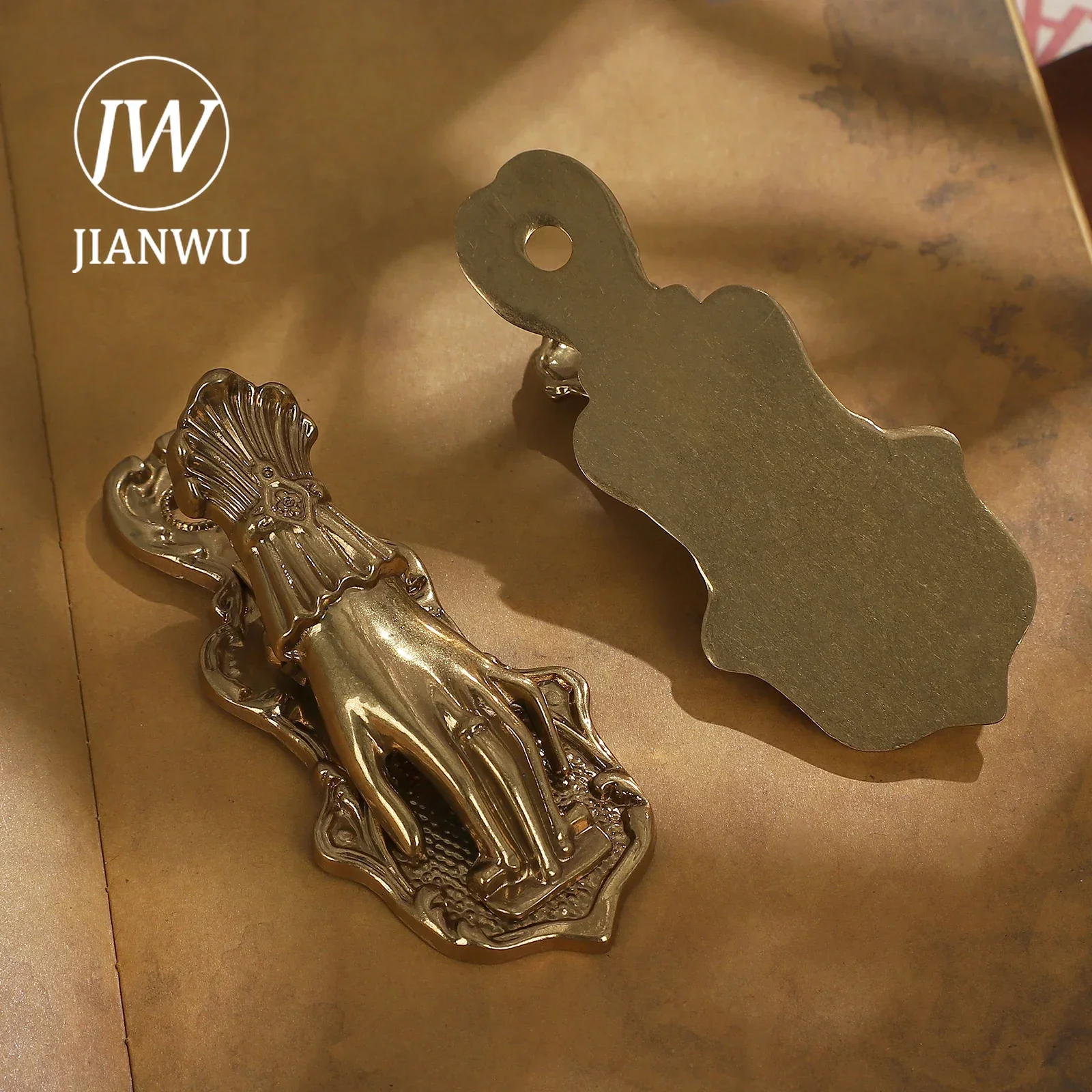 JIANWU Vintage Lady\'s Hand Alloy Clip Bill Clip Old Travel Note Clip Creative DIY Journal Tools Student Supplies Stationery