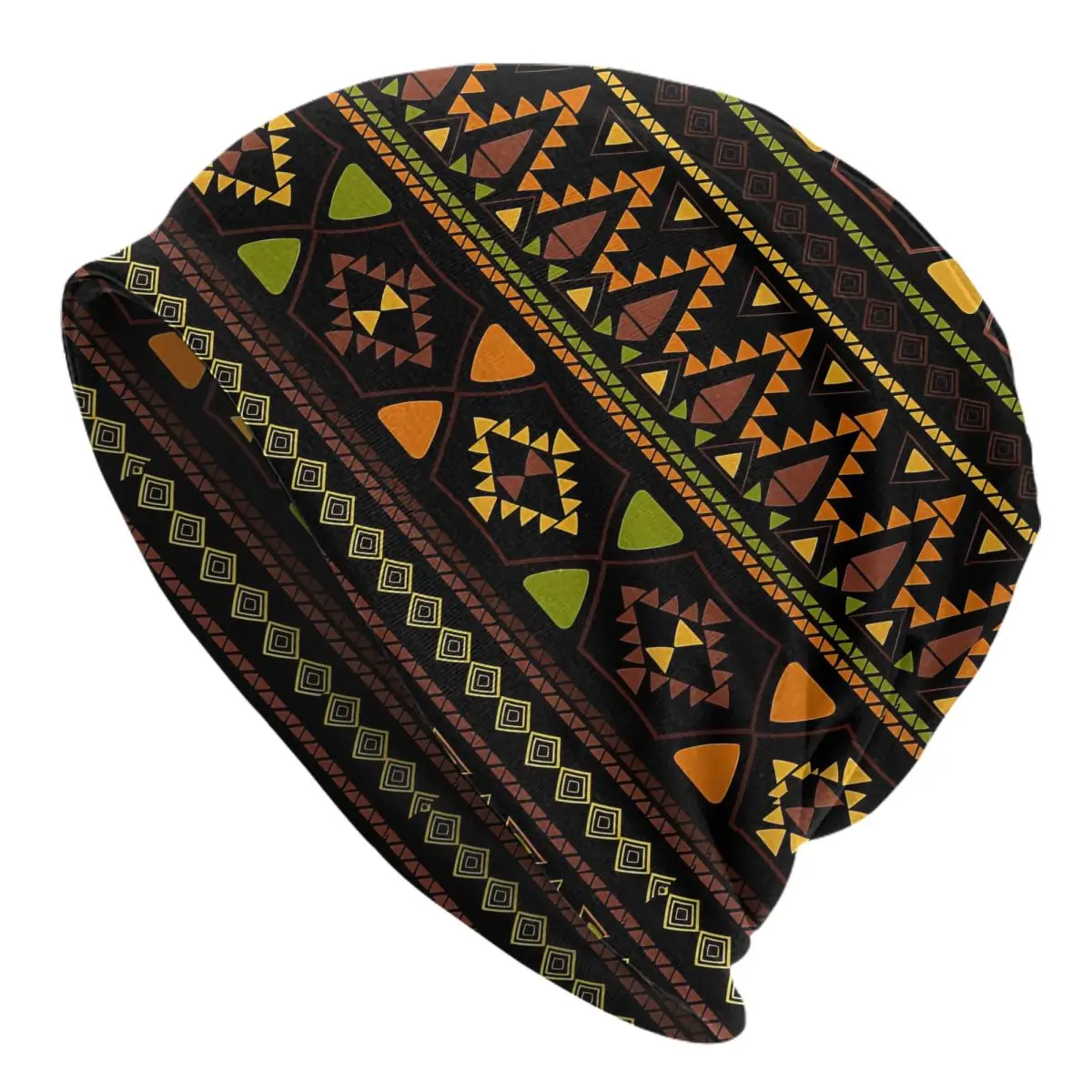 Ethnic African Pattern Men Women Thin Beanies Outdoor Ski Cap Double Layer Fabric Bonnet Hat