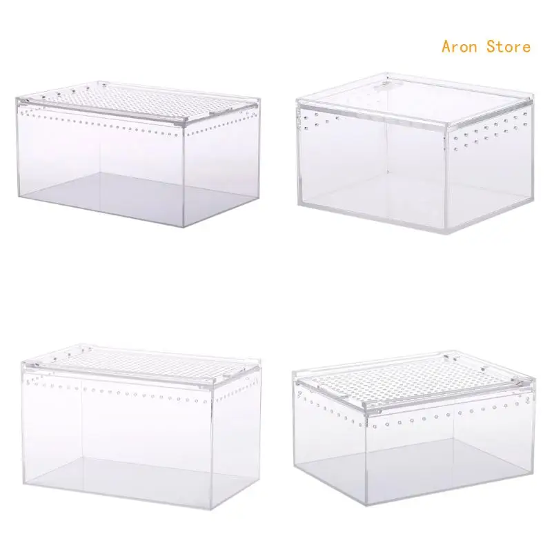 

Feeding Box Acrylic Cage Clear-Design Cube Container for Spiders Lizards Snake Snail Tortoises Small Pet H3CF