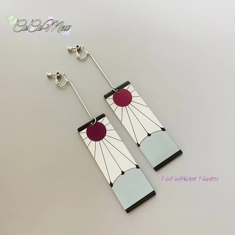 อะนิเมะคอสเพลย์ต่างหูอะนิเมะสังหารปีศาจ tanjiro ต่างหูยาวต่างหูสำหรับผู้หญิงหญิงสาวเครื่องประดับคอสเพลย์อุปกรณ์เสริมของขวัญ