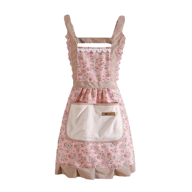 Easter Home Work Adjustable Apron Floral Print Cake Kitchen Cooking Women Girls Aprons with Pocket