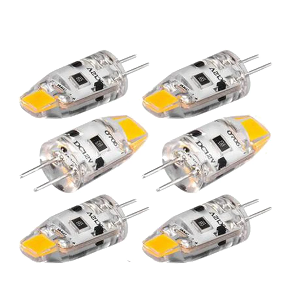 Lâmpada LED COB regulável, lâmpada de halogênio G4, substituir 15W, ângulo de feixe 360, 12V DC, 1.5W, branco quente, 6pcs