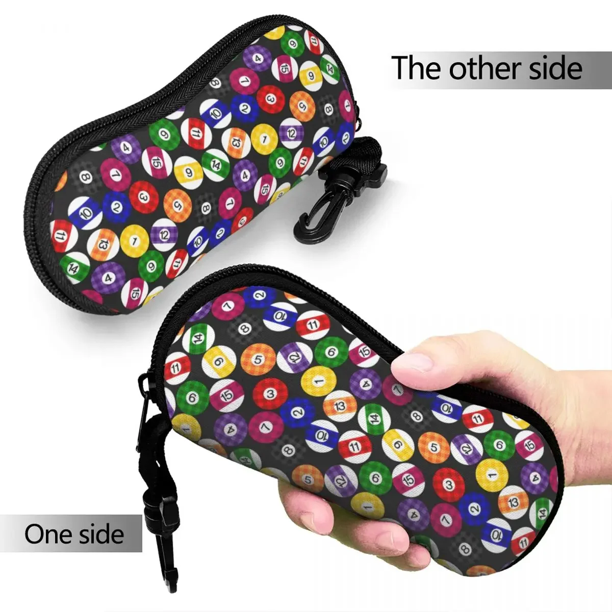 Fun Ball Print astuccio per occhiali verticale biliardo a scacchi originale maschio femmina occhiali da sole custodia da viaggio morbido accessorio per occhiali