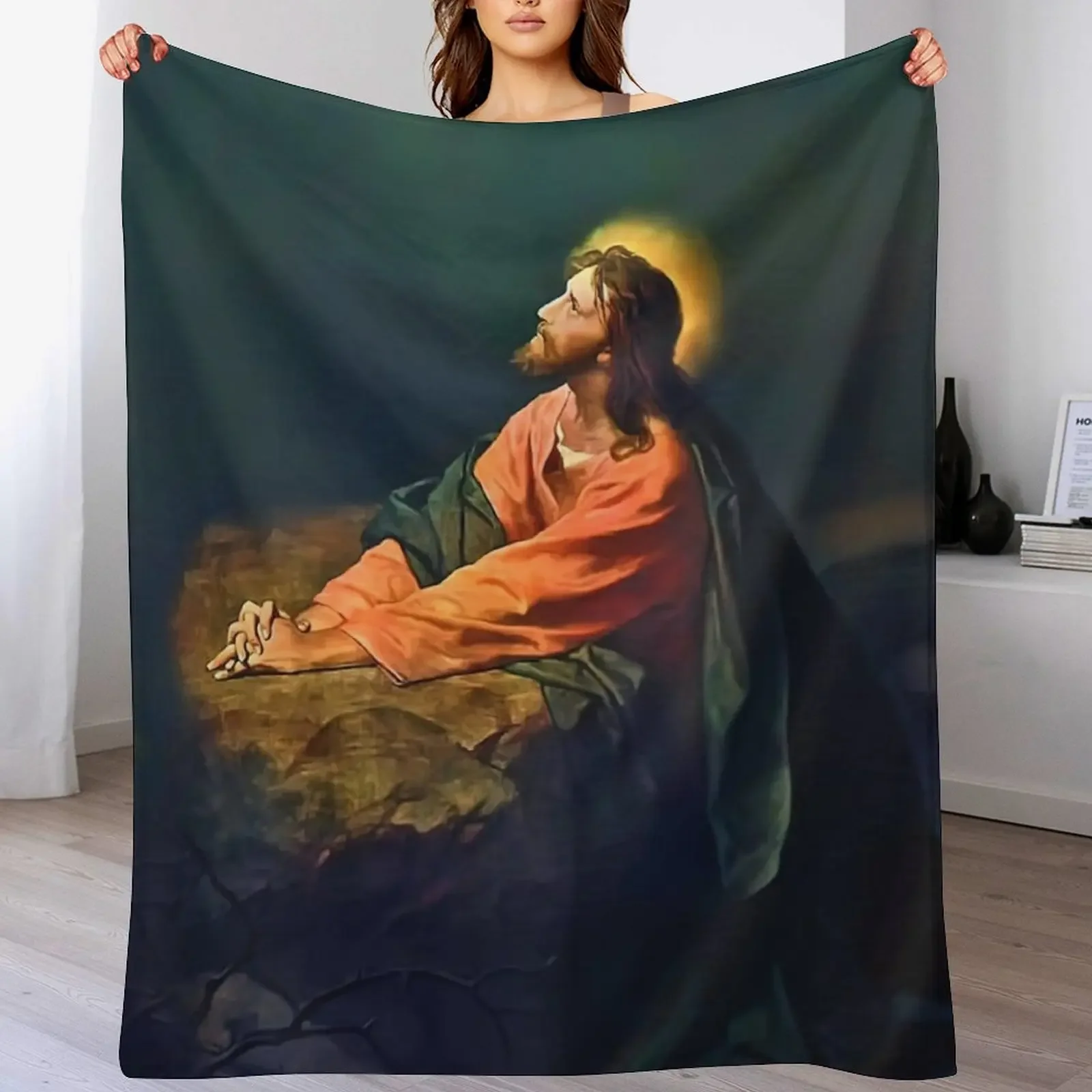 Jesus Gethsemane Agony in the Garden Passion of Christ Crucifixion Crucifix Cross Catholic Hofmann Throw Blanket