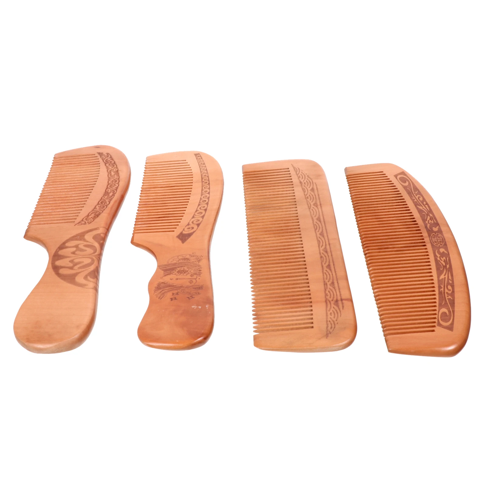 

4pcs Combs Natural Wood Aroma Polished Teeth Stimulate Scalp Massage Wet Wide Tooth Detangle Hair Prevent Breakage