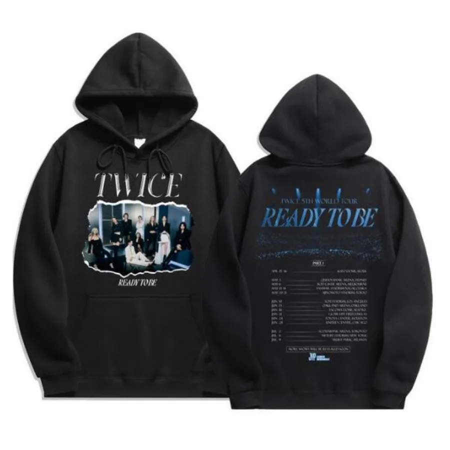 KPOP TWICE 5TH Ready To Be 2023 WORLD TOUR Hoodie Women Men Hooded Sweatshirt Streetwear Oversized Long Sleeve Pullover Tops