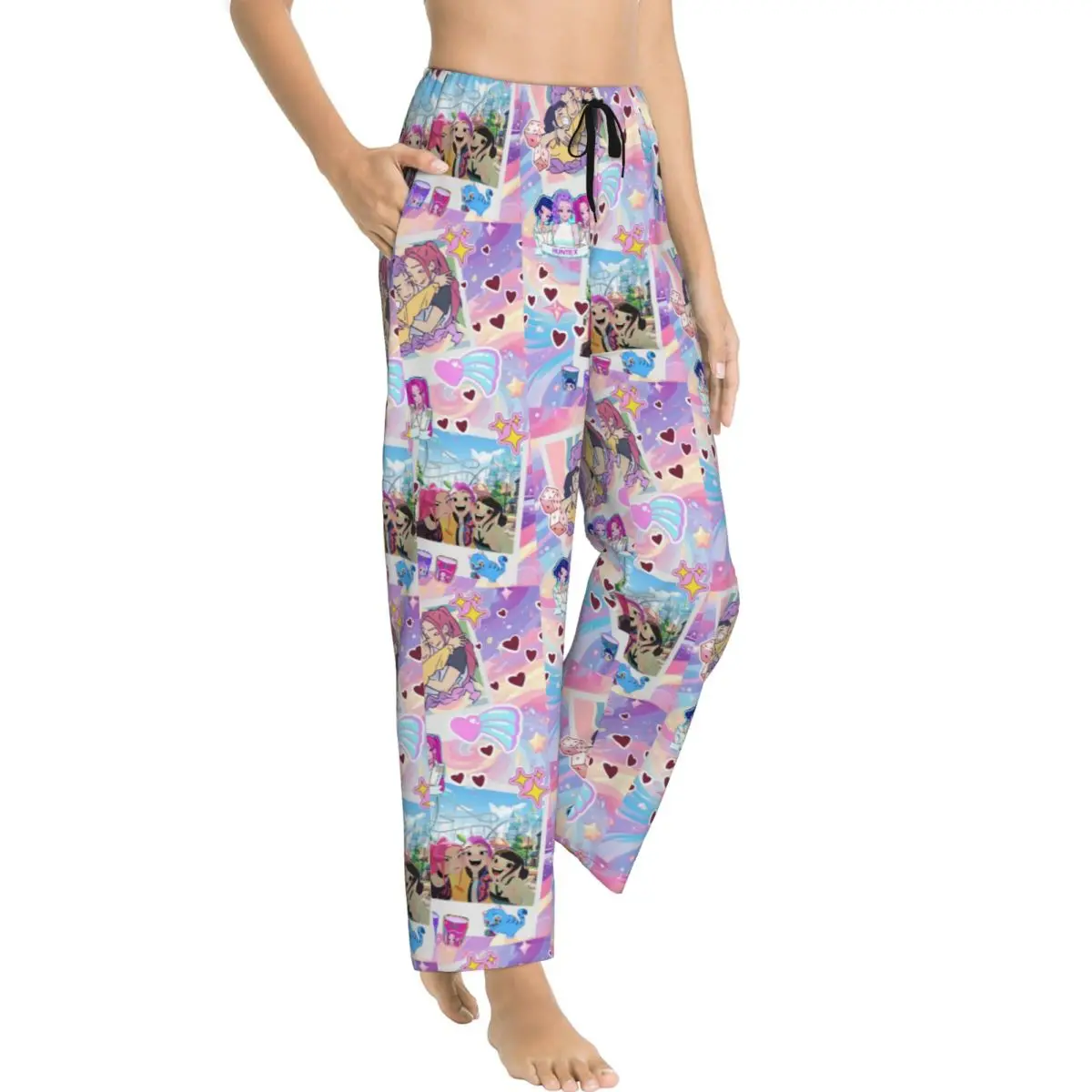 مخصص النساء K-KPop D-Demon H-Hunters المشارك بنطلون بيجاما طباعة أنيمي الكرتون النوم ملابس خاصة قيعان مع جيوب