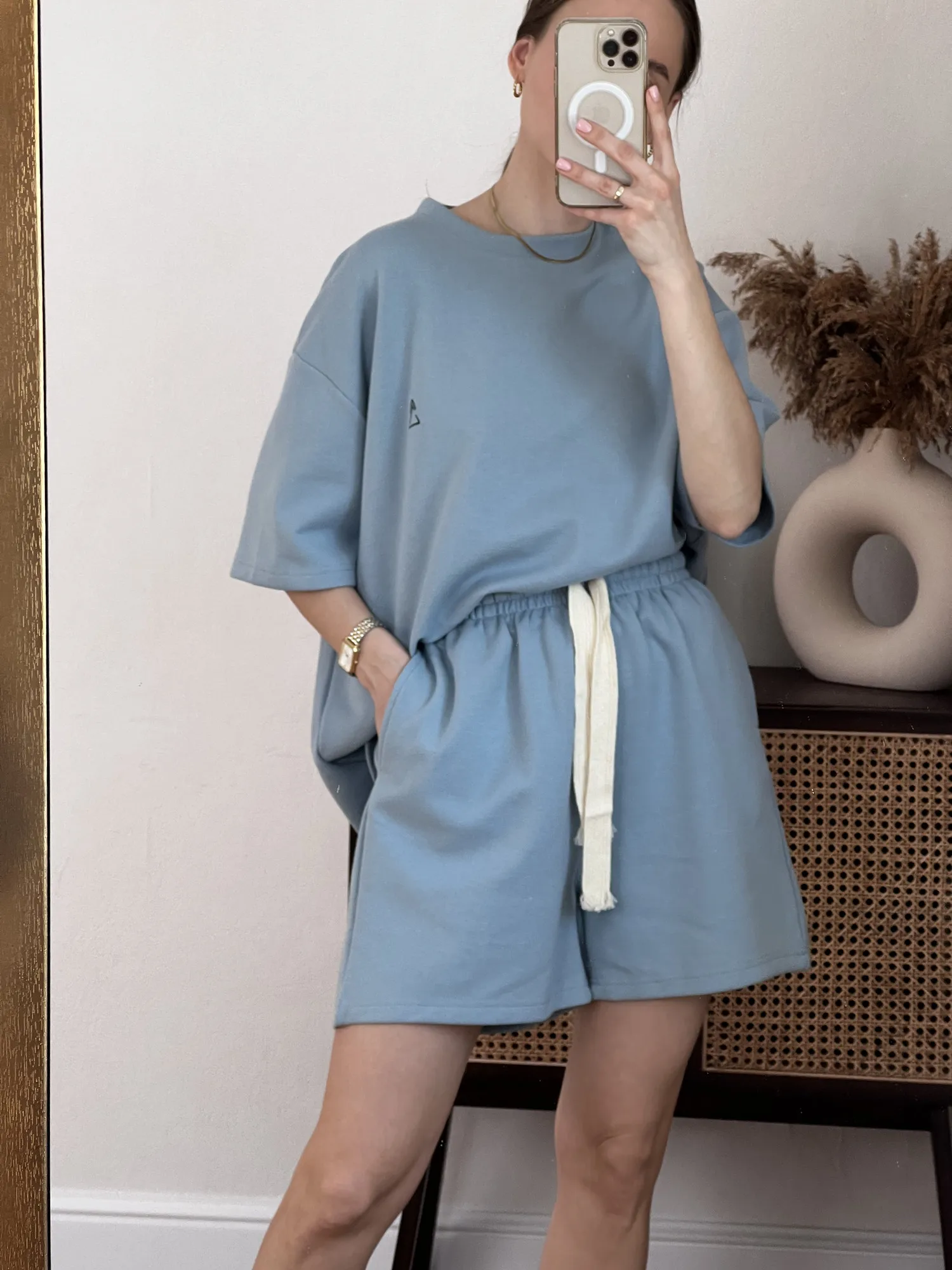 Suit Shorts With Ladies T-Shirt And Top Loose Oversized Cotton Summer Two Piece Ladies Classic Activewear Casual