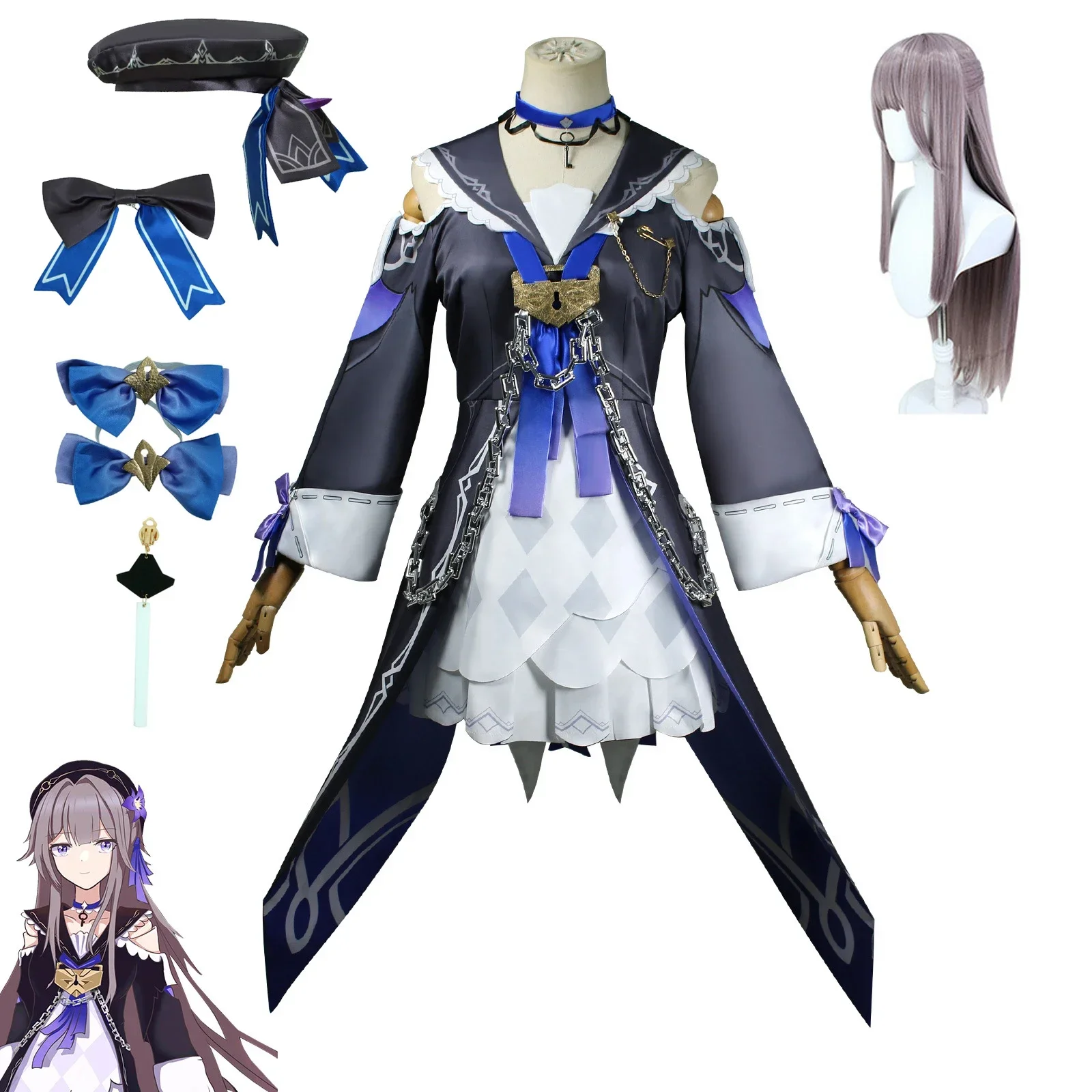 Costume de cosplay Herta Honkai Star Rail, uniforme de carnaval, perruque, costumes d'Halloween pour femmes, jeu d'anime