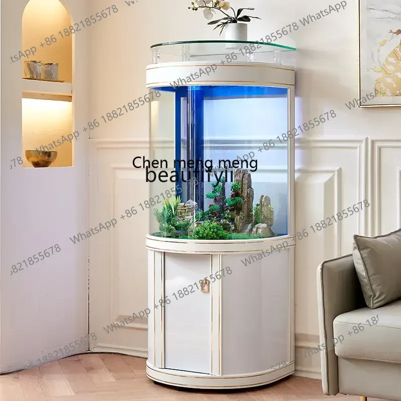cc182R11 Light Luxury Fish Tank Living Room TV Cabinet next to Semicircle Bottom Filter Glass Aquarium Ecological New