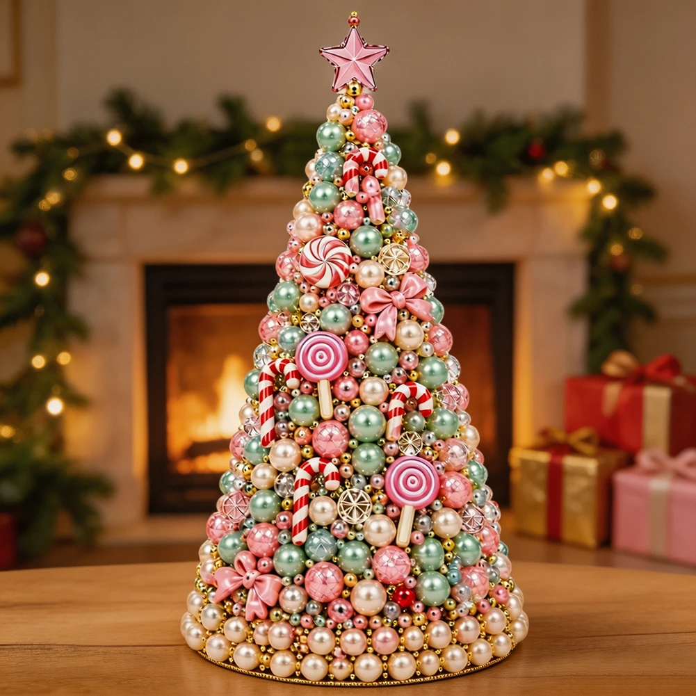 Colorful Dreamy Beaded Halloween Christmas Tree DIY Kit Sparkling Educational Christmas Tree Craft Kit Faux Pearl Handmade