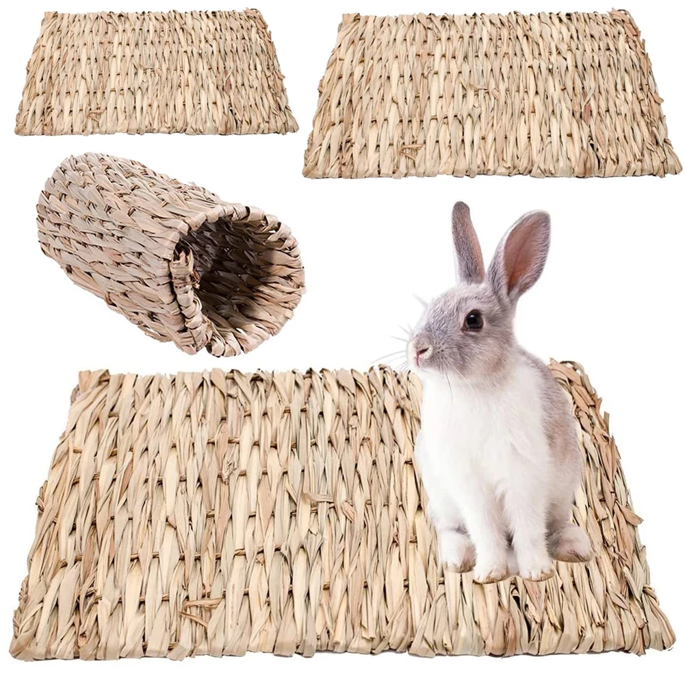 

Straw Woven Pet Chew Mat Pad Pet House Cage Accessories For Hamster Rabbit Chinchilla Guinea Pig Pet Products