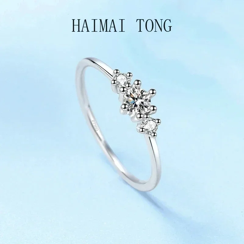 

Роскошное женское кольцо из платины PT950 с круглым сверкающим бриллиантом VVS1 D-цвета, стильное, 0.26 карата, с муассанитом, свадебные аксессуары для женщин