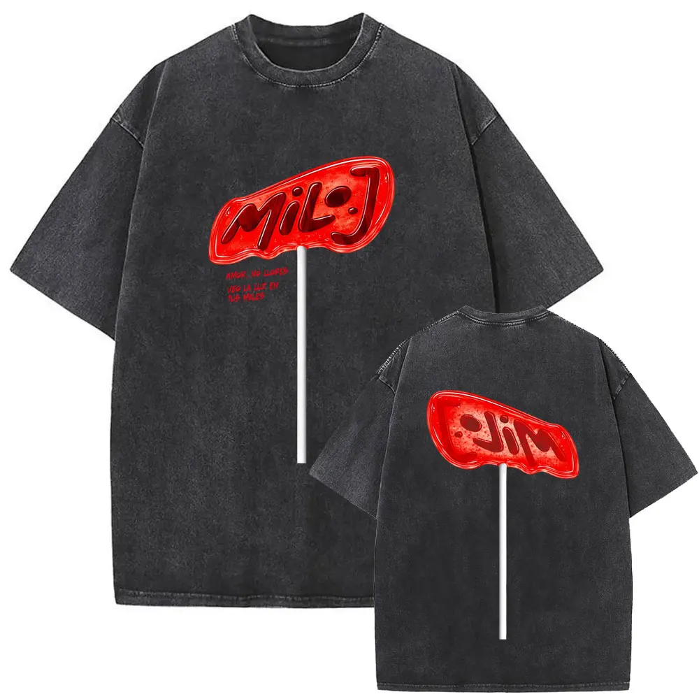 Washed Vintage Rapper Milo J La Vida Era Mas Corta Nino Amor No Llores Veo Luz En Tus Males T-shirt Men Hip Hop Fashion T Shirts