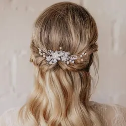 Garden 342-Peignes à cheveux pour femmes, vêtements de sauna pour patients, coiffure de mariée argentée, perle cloutée de diamants, accessoires pour cheveux pour patients, fête de mariage