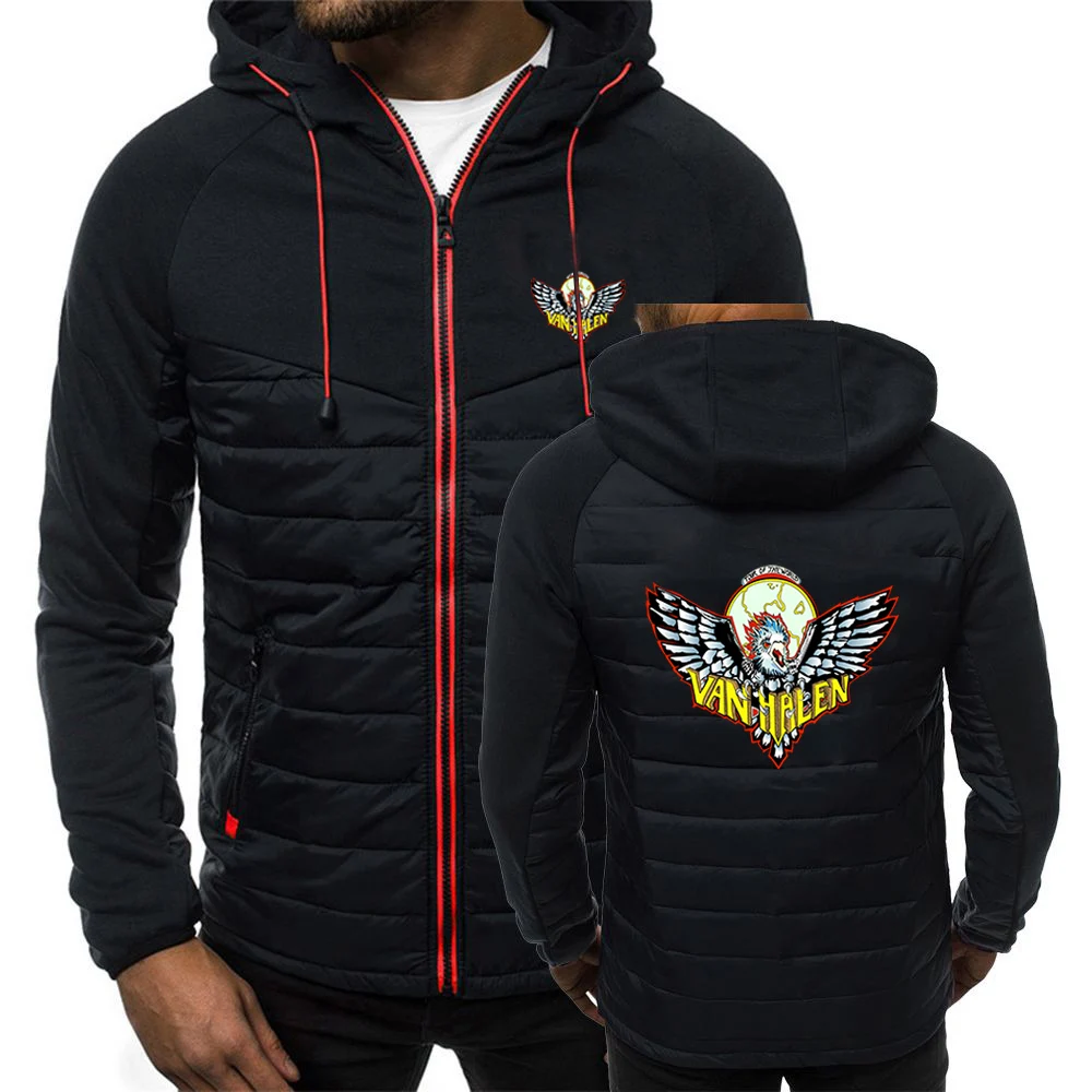 

2024 Spring Autumn Men's Van Halen Logo Printed Popular Long Sleeve Solid Color Patchwork High-Quality Comfortable Cotton Jacket