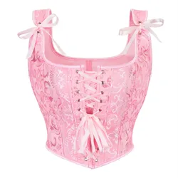 New Corset Tops for Women Jacquard Multicolor Strap Adjustable Bustier and Corset Outfits Black White Pink Red Blue XS XL