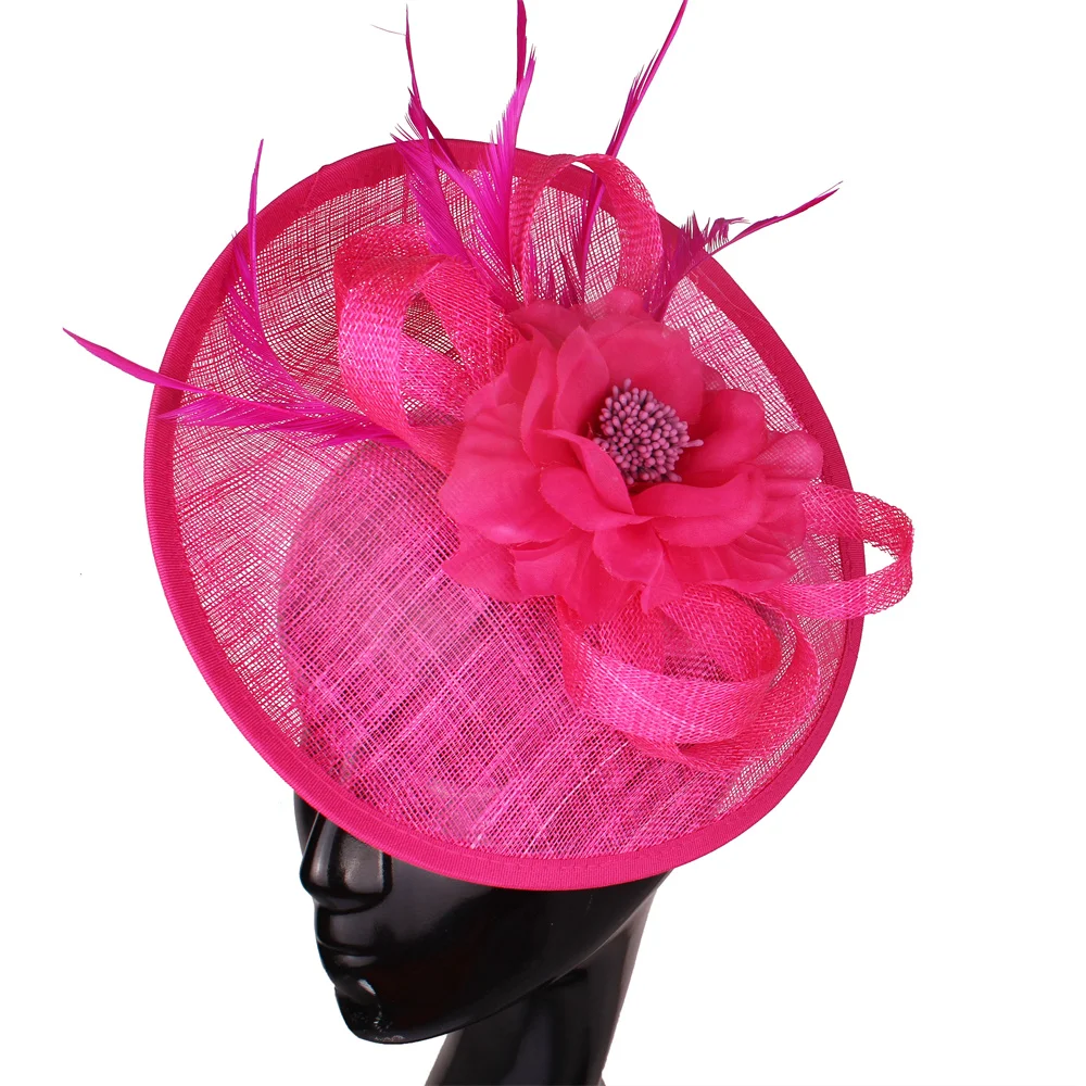 

Elegant Lady Millinery Women Formal Party Cocktail Event Hat Kentucky Feather Headdress Sinamay Fascinator Head Bands Hat XMF325