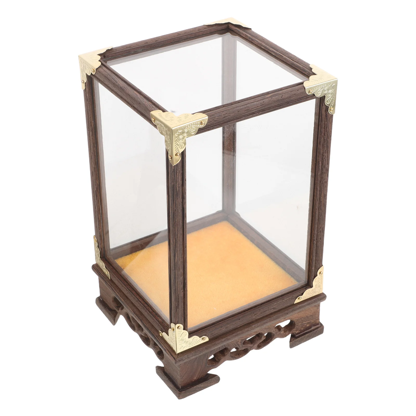 

Style Wooden Glass Display Box Clear Cover Buddha Display Stand Household Collectibles Organizer Protective Storage Case