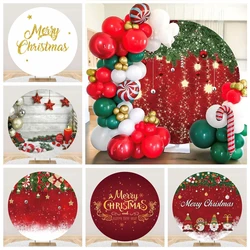 Christmas Round Backdrop Gold Glitter Wooden Board Xmas Party Decoration Circle Background for Photography Cover Photo Studio