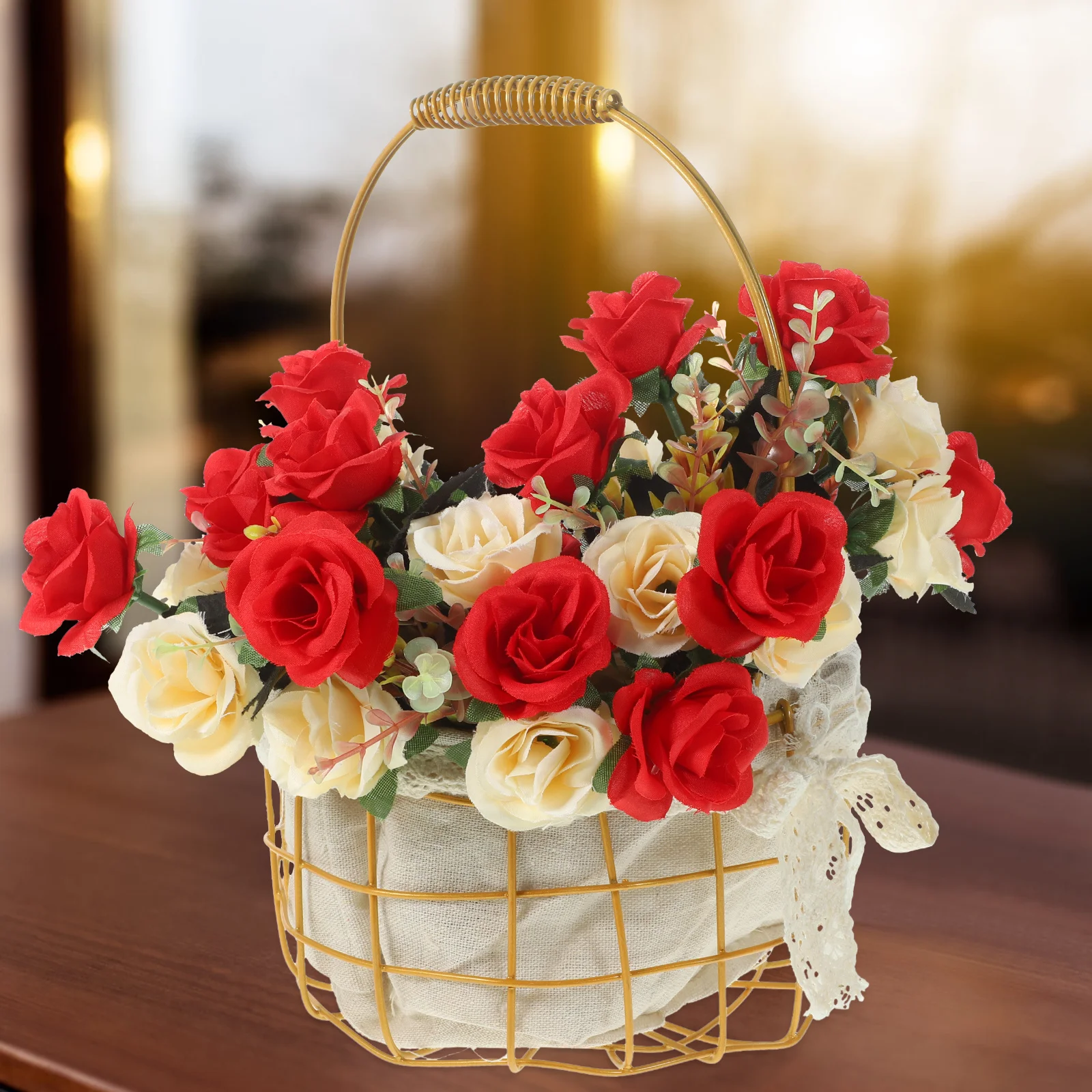 

2pcs Woven Flower Basket Handmade Iron Wire Picnic Basket Fresh Dried Flowers Decor Plant Storage MultiPurpose