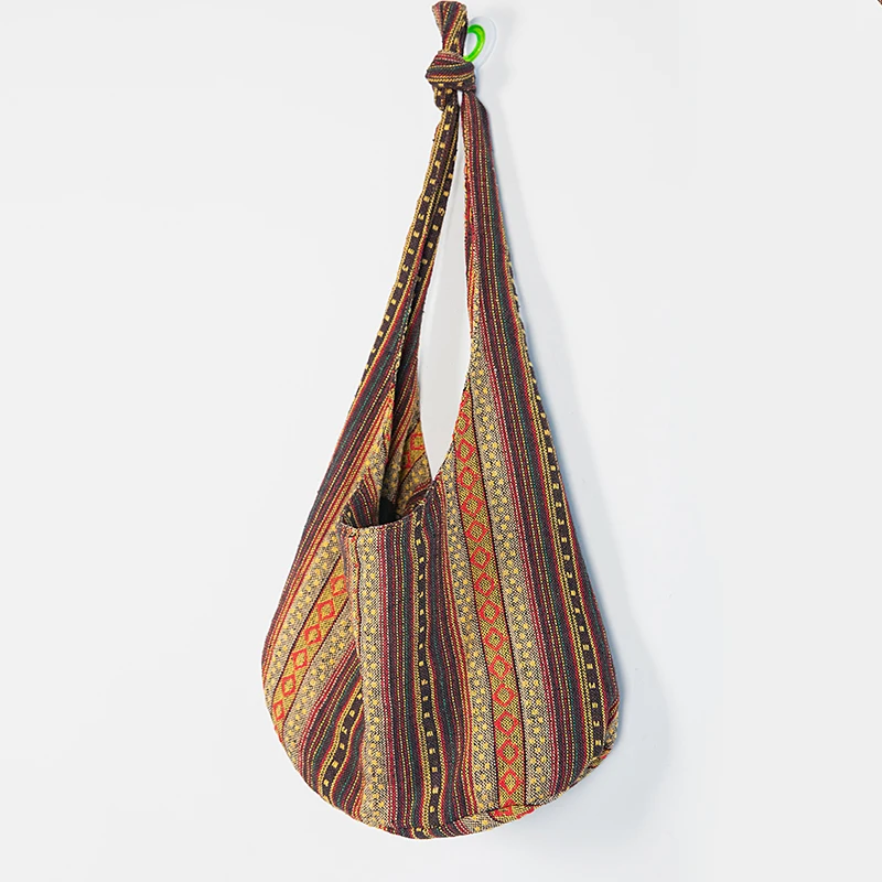 Damen Boho Chic Aztec Tote Bag Ethnic Sling Umhängetasche Schultertasche für Arbeit Reisen Lady Stricken Canvas Gypsy Hippie Bag – Detail 32